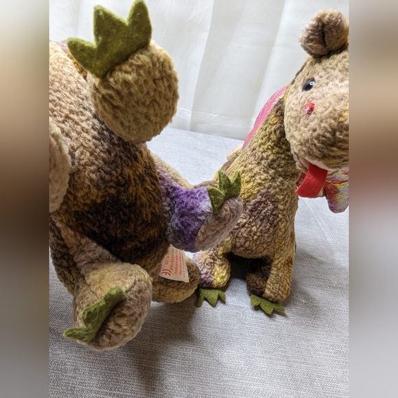 1998 Vintage TY Scorch Green Purple Dragon Plush Toy Beanie Babies Lot Of 2 toys - Picture 12 of 16